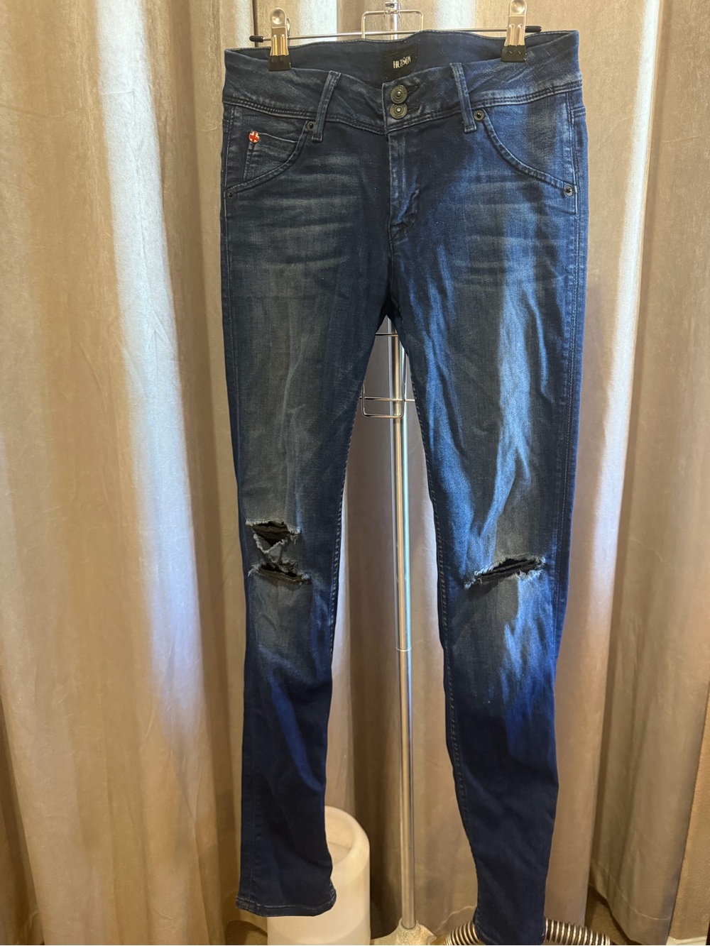 Hudson Jeans Dark Blue Distressed Skinny Jeans